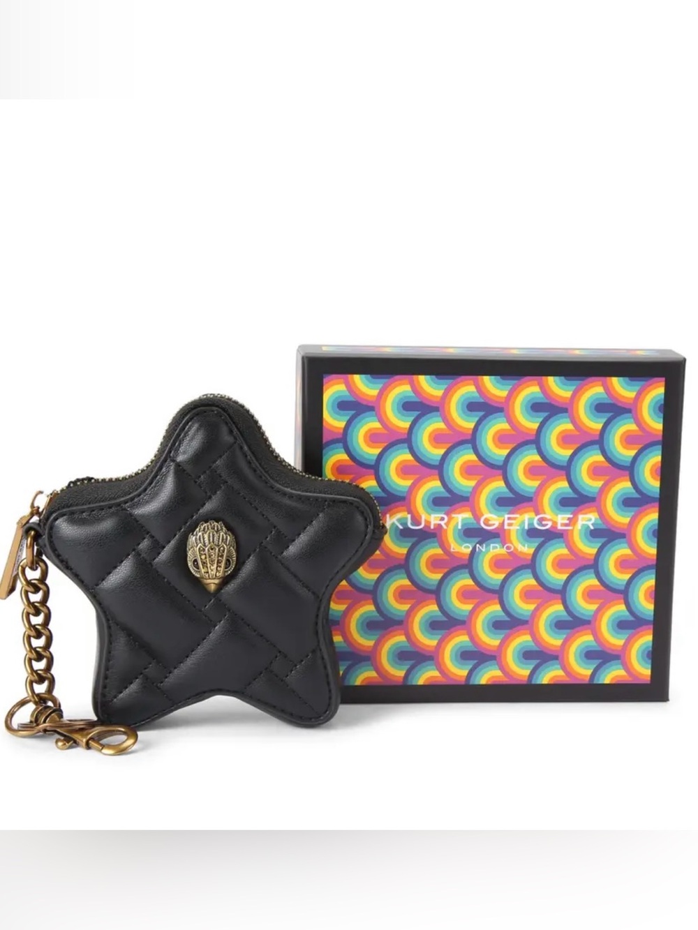 NIB Kurt Geiger Black Star Zippered Bag Charm